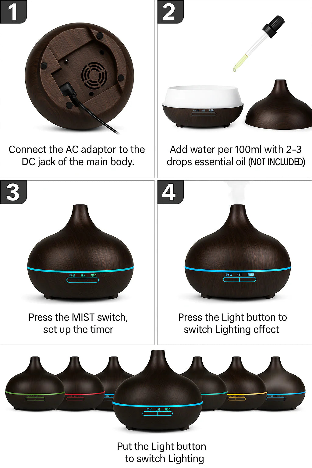 Aromatherapy Diffuser +10 Free Essential Oils