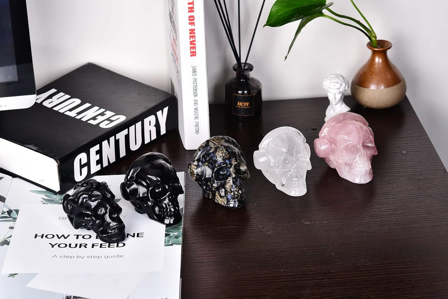 Large Crystal Skull 3" Single Clear Quartz Head Skull Carving Music Shaped Gemstone Healing Reiki Figurine Collectible