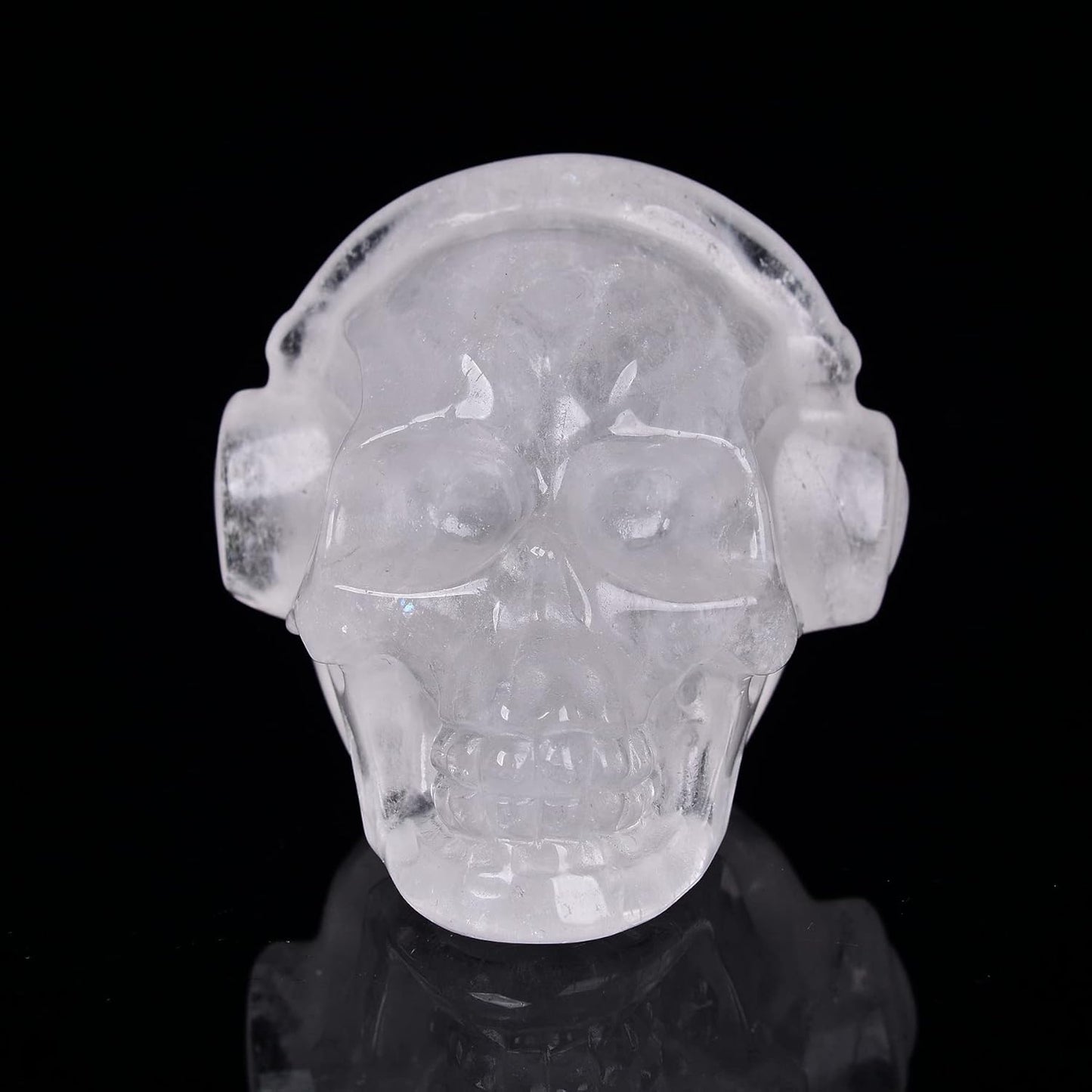 Large Crystal Skull 3" Single Clear Quartz Head Skull Carving Music Shaped Gemstone Healing Reiki Figurine Collectible