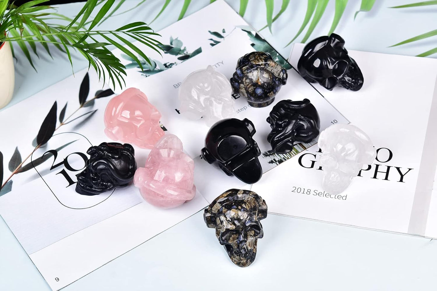 Large Crystal Skull 3" Single Clear Quartz Head Skull Carving Music Shaped Gemstone Healing Reiki Figurine Collectible