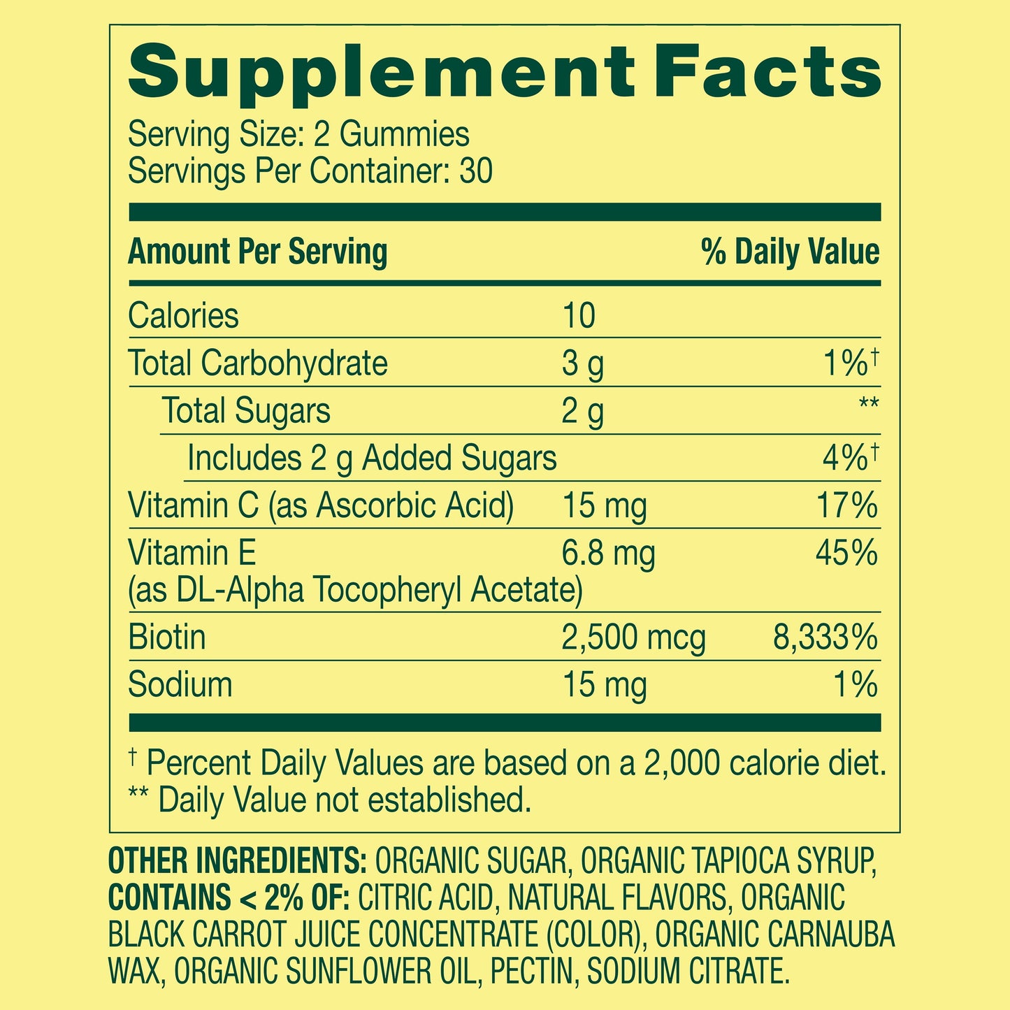 Organic Biotin Vegetarian Gummies, Strawberry Flavor, 2500Mcg, 60 Count