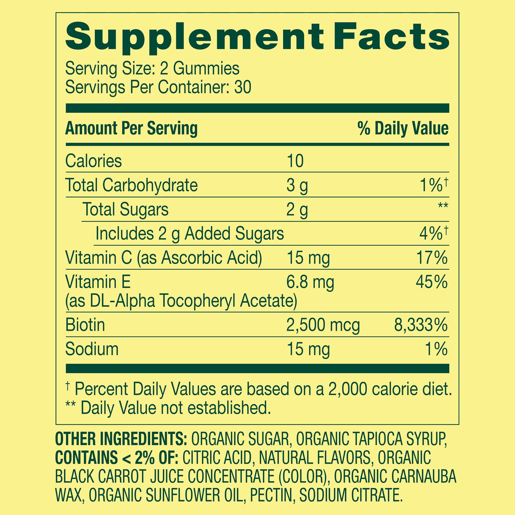 Organic Biotin Vegetarian Gummies, Strawberry Flavor, 2500Mcg, 60 Count