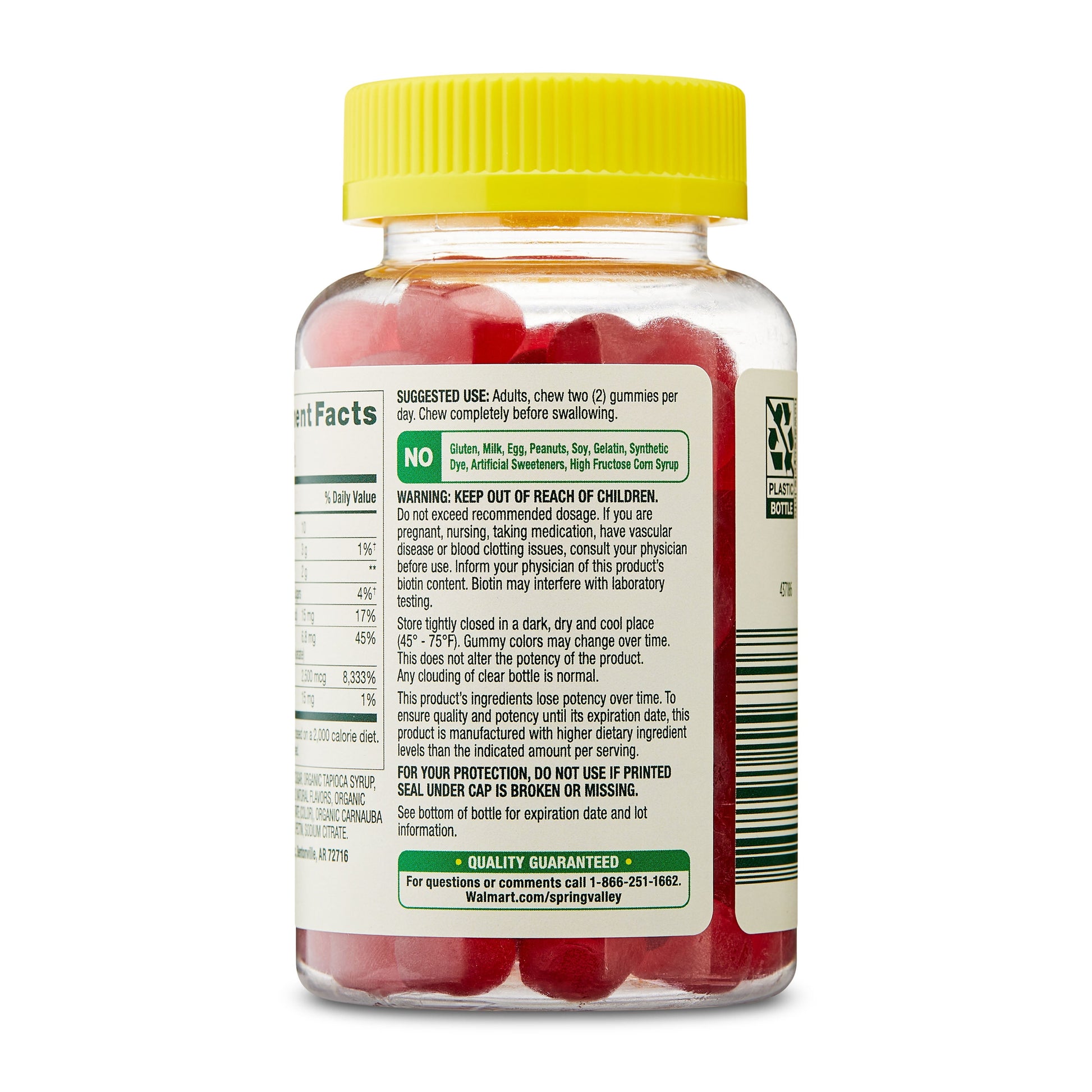 Organic Biotin Vegetarian Gummies, Strawberry Flavor, 2500Mcg, 60 Count