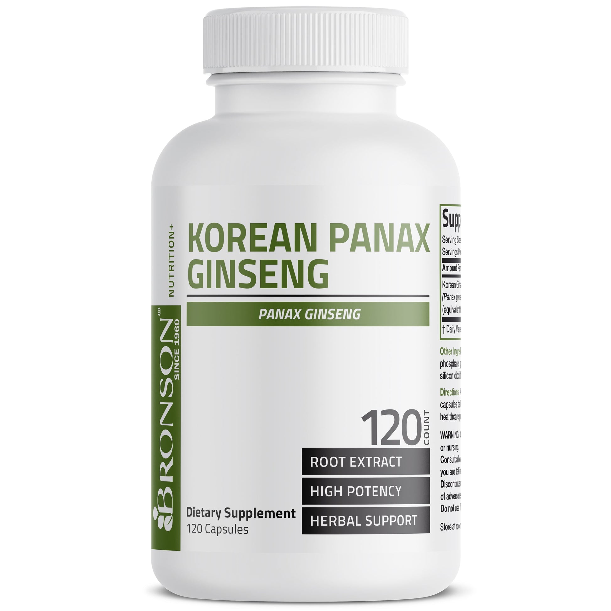 Korean Panax Ginseng 1000 Mg Supports Energy, Endurance & Vitality + Memory and Mental Performance, 120 Capsules
