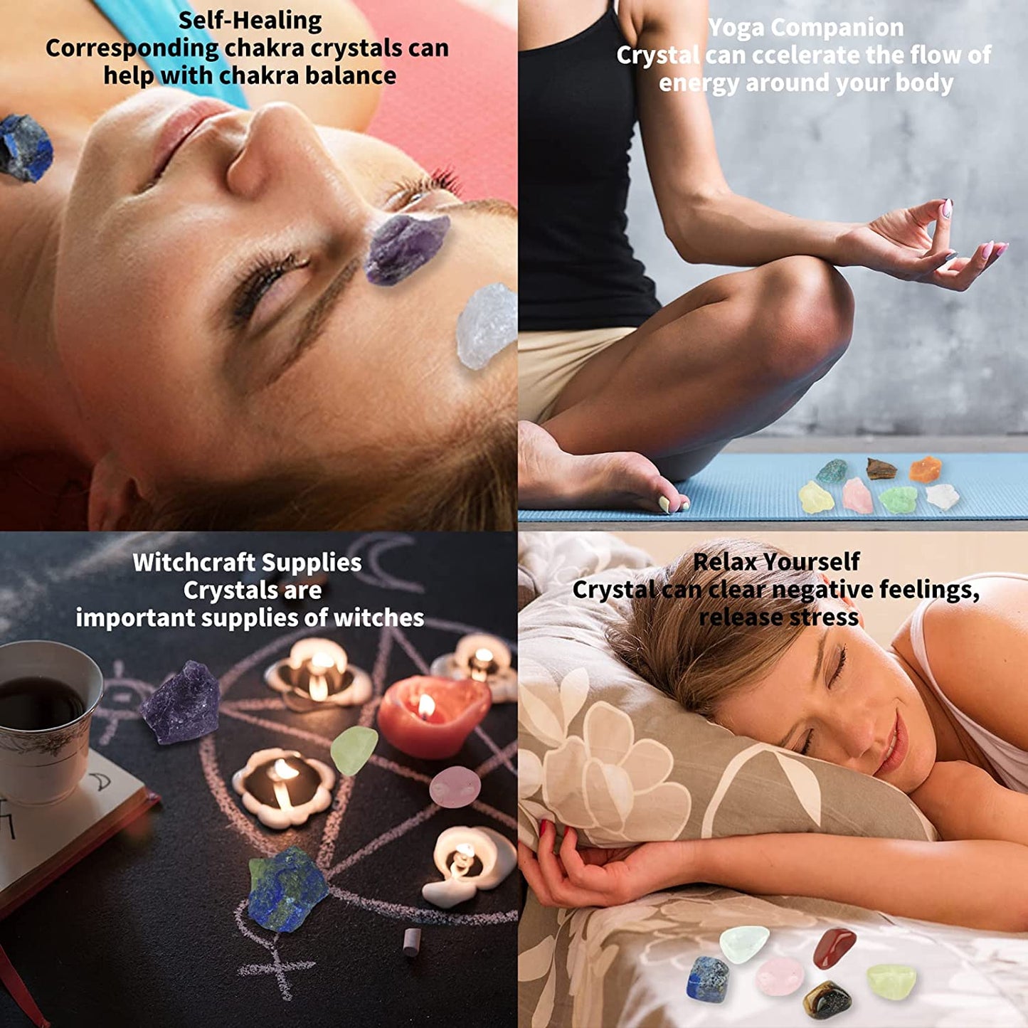 19Pcs Healing Crystals Stones Set Real Energy Crystals for Beginners, 7 Raw and 7 Tumbled Spiritual Chakra Stones, 1 Selenite Crystal, 1 Clear Crystal Column, 1 Lava Bracelet, 2 Agate Necklace