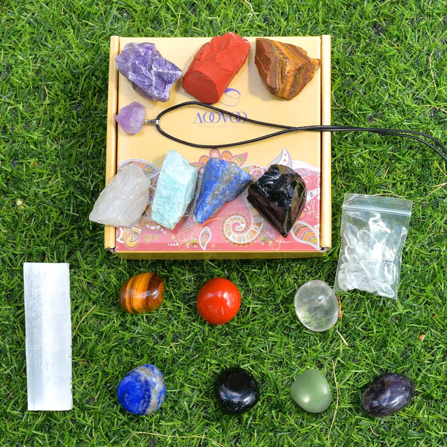 Crystals for Beginners, 16PCS Healing Crystals Set 7 Raw Chakra Stones, Real Crystals, Crystals and Healing Stones, Meditation Accessories, Healing Crystals