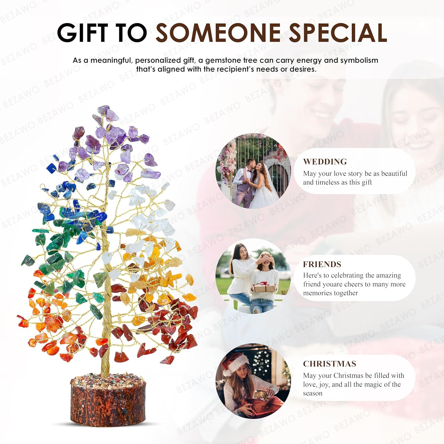 7 Chakra Gemstone Tree with 7 Chakra Bracelet Reaiki Healing Crystal Bonsai Feng Shui Healing Meditation Chakras Crystals Love Chakra Gift Set Home & Office Decor