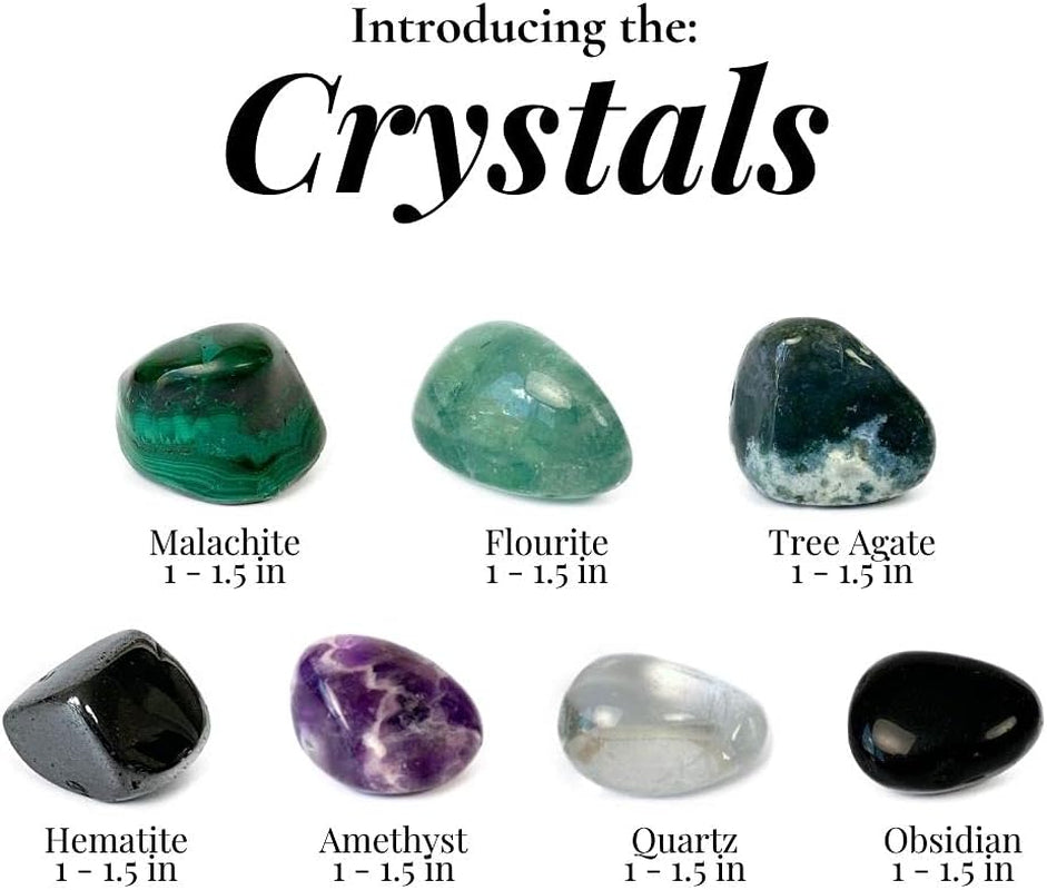 - Protection Crystal Set, Protection Crystals (Amethyst, Malachite, Selenite, Obsidian, Tree Agate), Wood Gift Box E-Book, Crystals Kit for Beginners (9Pcs)