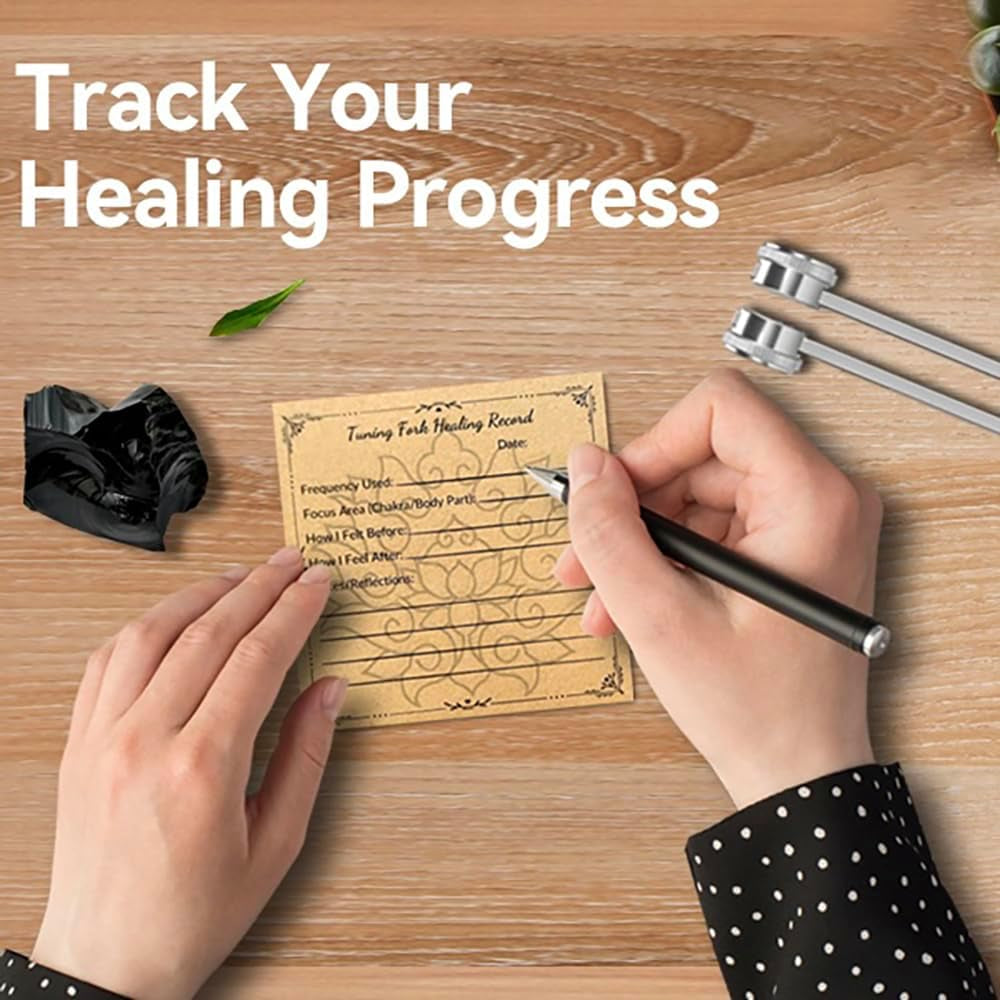Tuning Forks for Healing (128Hz, 256Hz, 512Hz)- Weighted & Unweighted Sound Healing Instruments for Yoga, Meditation & Chakra Balancing - with Obsidian, Amethyst & Clear Quartz Crystals, Gift Box