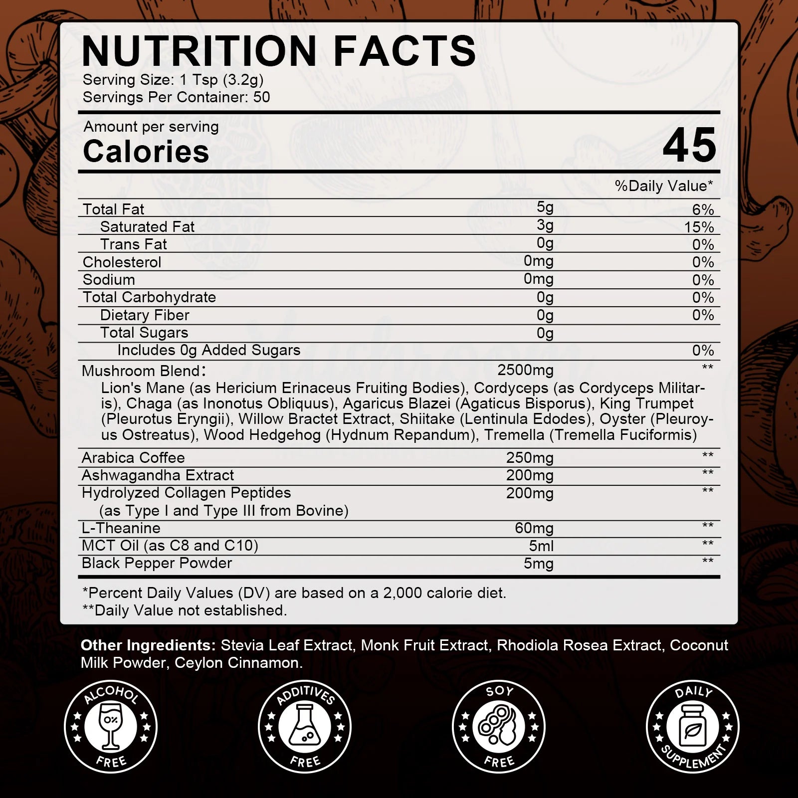 (2 Pack) Mushroom Coffee Powder 2750 Mg, 10-In-1 Mushroom Complex Supplement 160G (5.64 Oz), by