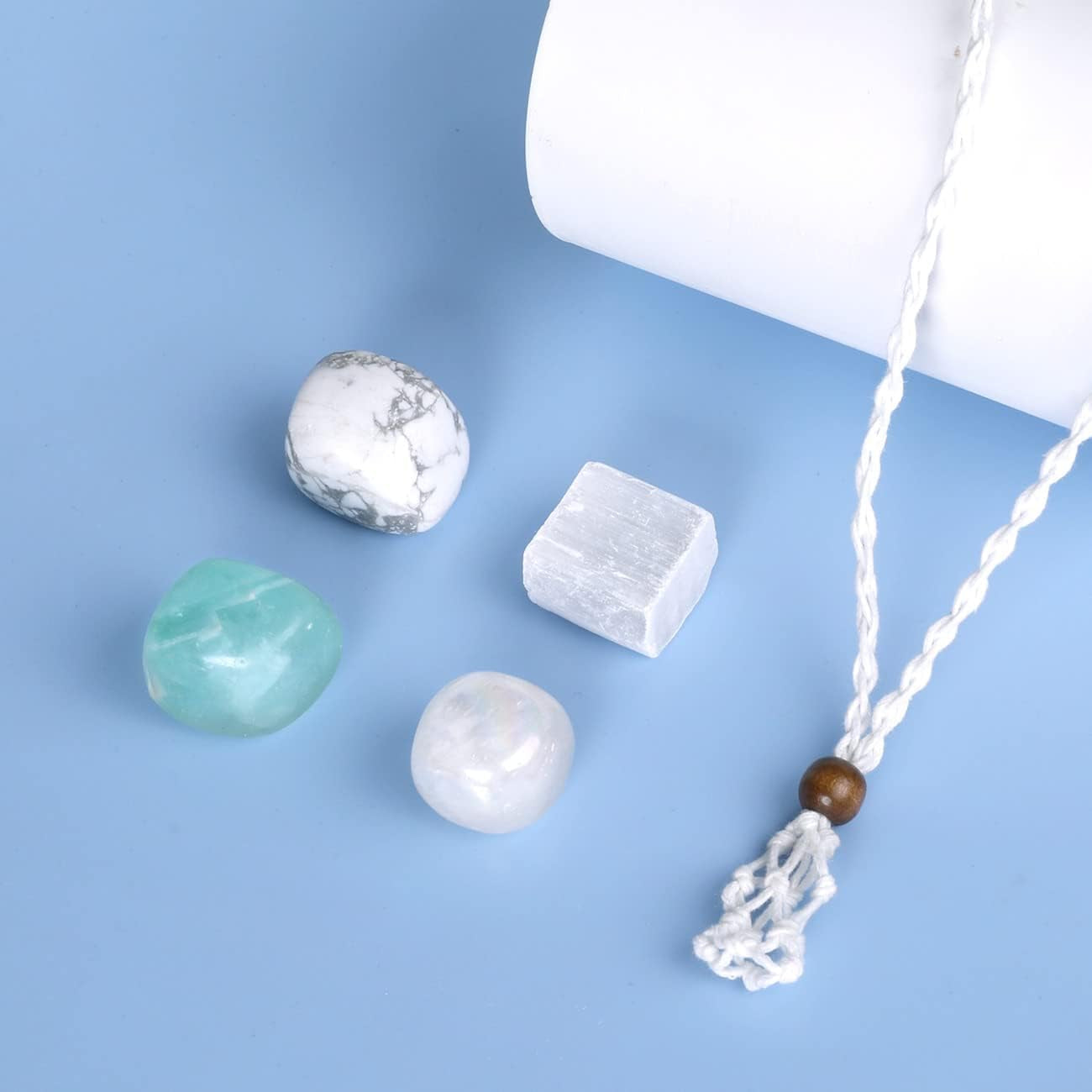 7 Chakra Healing Crystal Necklace Set - Boho Handmade Cord Cage and Hippie Energy Pendant Holder Real Crystal and Healing Stone Jewelry Spiritual Gift for Women Teen