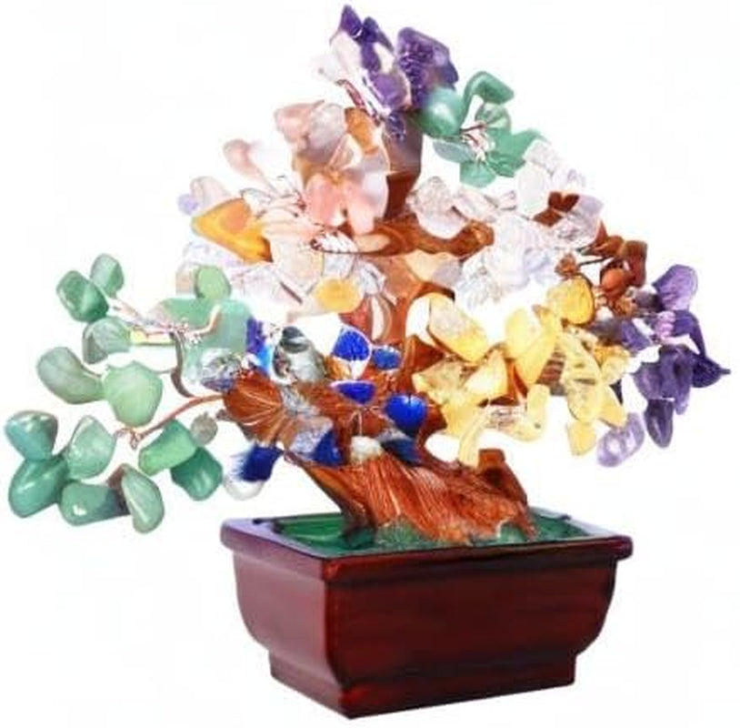 Natural 7 Chakra Crystals Gemstones Money Tree Reiki Healing Crystal Stones Bonsai Tree Home Office Feng Shui Decoration for Wealth, Health, Good Luck Crystal Gifts for Mom Christmas