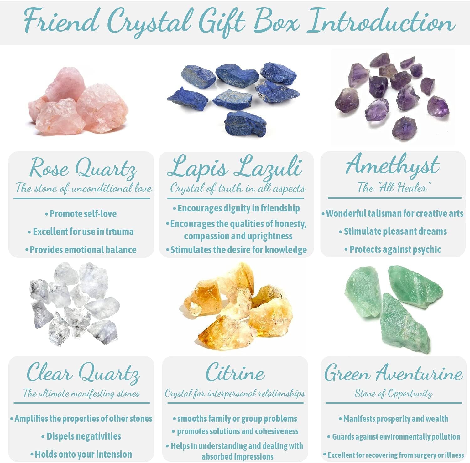 Friends Gifts Crystals, Friendship Gifts Healing Stones, Best Friend Birthday Gifts for Women Unique, 6 Psc Premium Natural Stones, Bestie Gifts Best Friend Stuff BFF Gifts