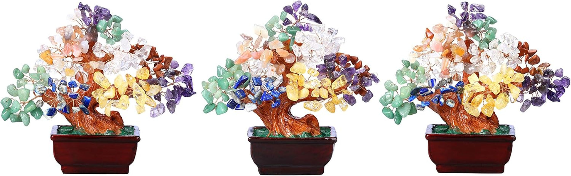 Natural 7 Chakra Crystals Gemstones Money Tree Reiki Healing Crystal Stones Bonsai Tree Home Office Feng Shui Decoration for Wealth, Health, Good Luck Crystal Gifts for Mom Christmas