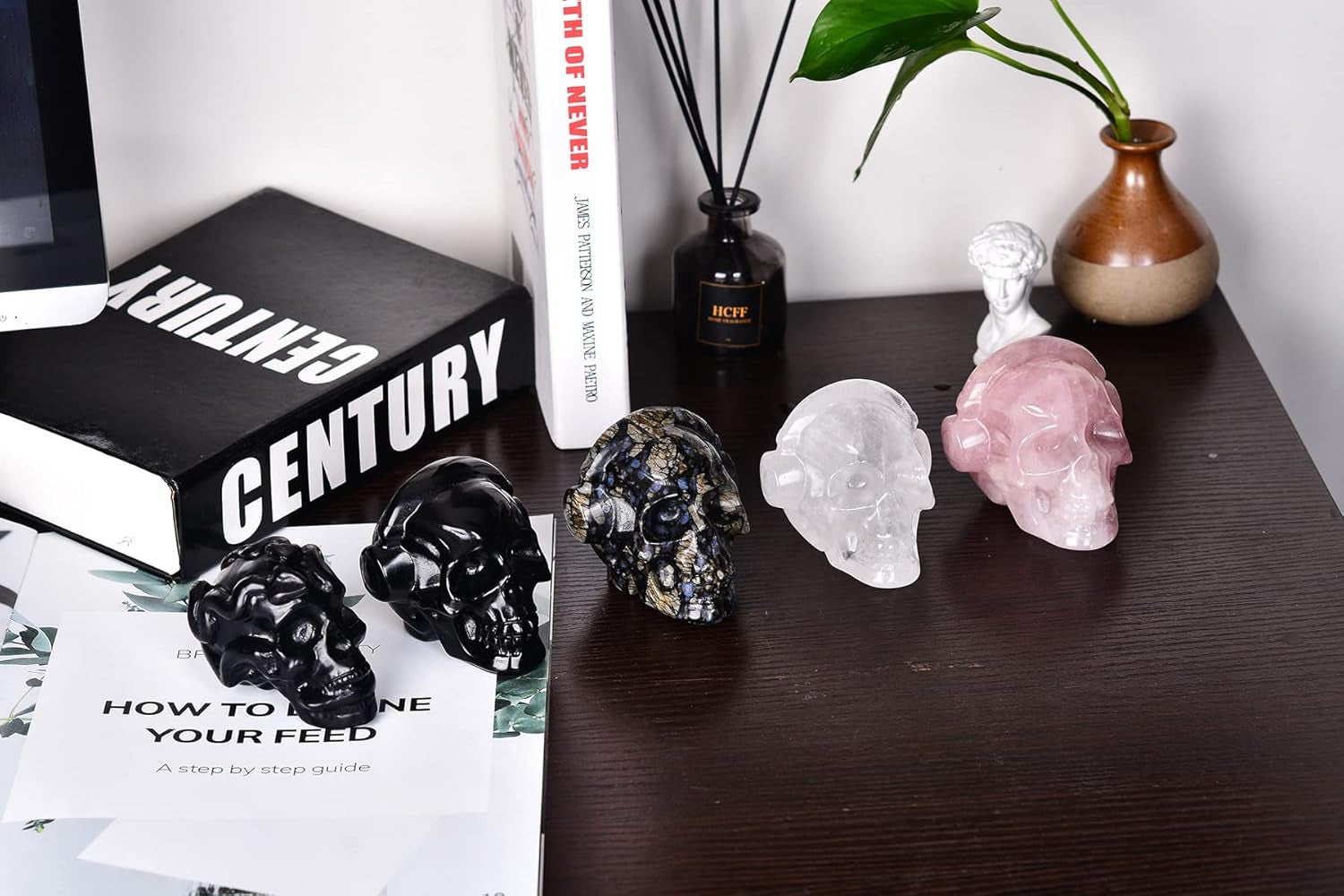 Large Crystal Skull 3" Single Clear Quartz Head Skull Carving Music Shaped Gemstone Healing Reiki Figurine Collectible