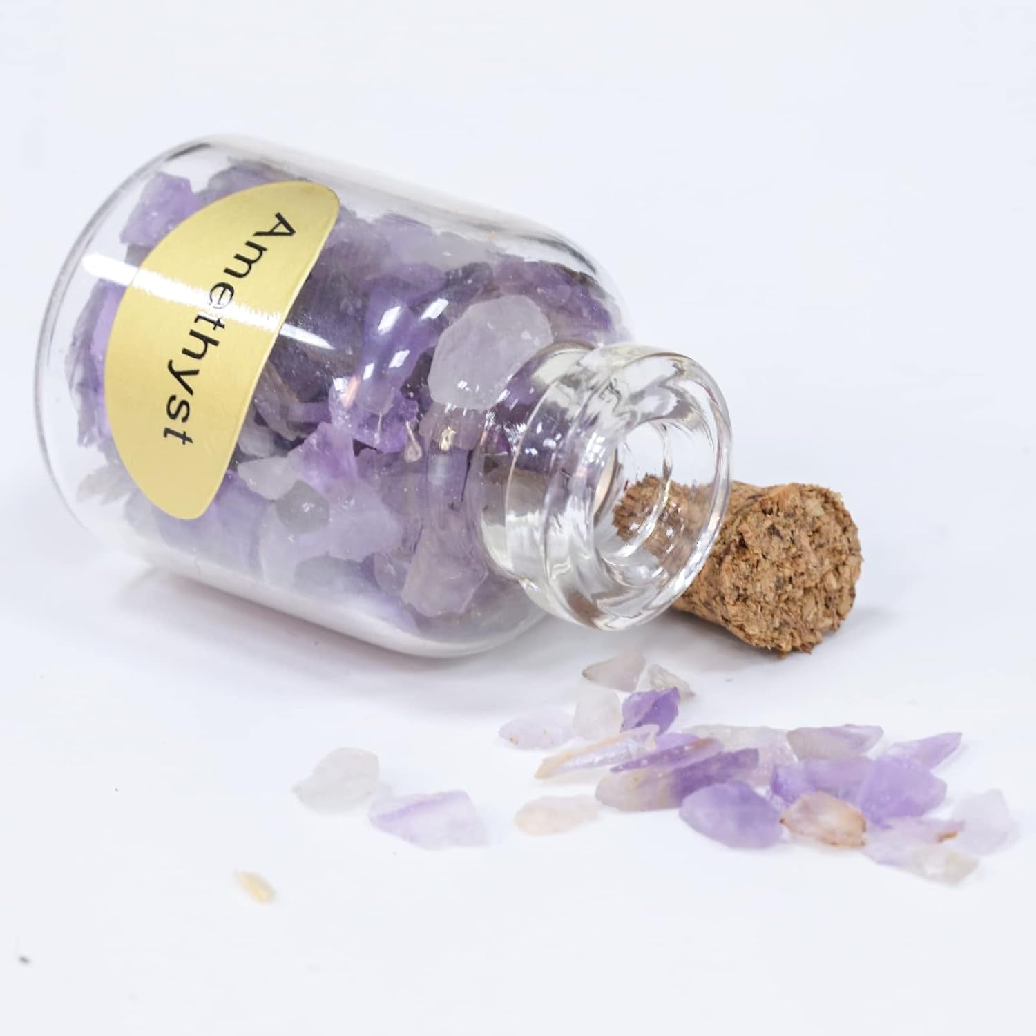 9 Mini Gemstone Bottles Chip Crystal Healing Tumbled Gem Reiki Wicca Stones Set