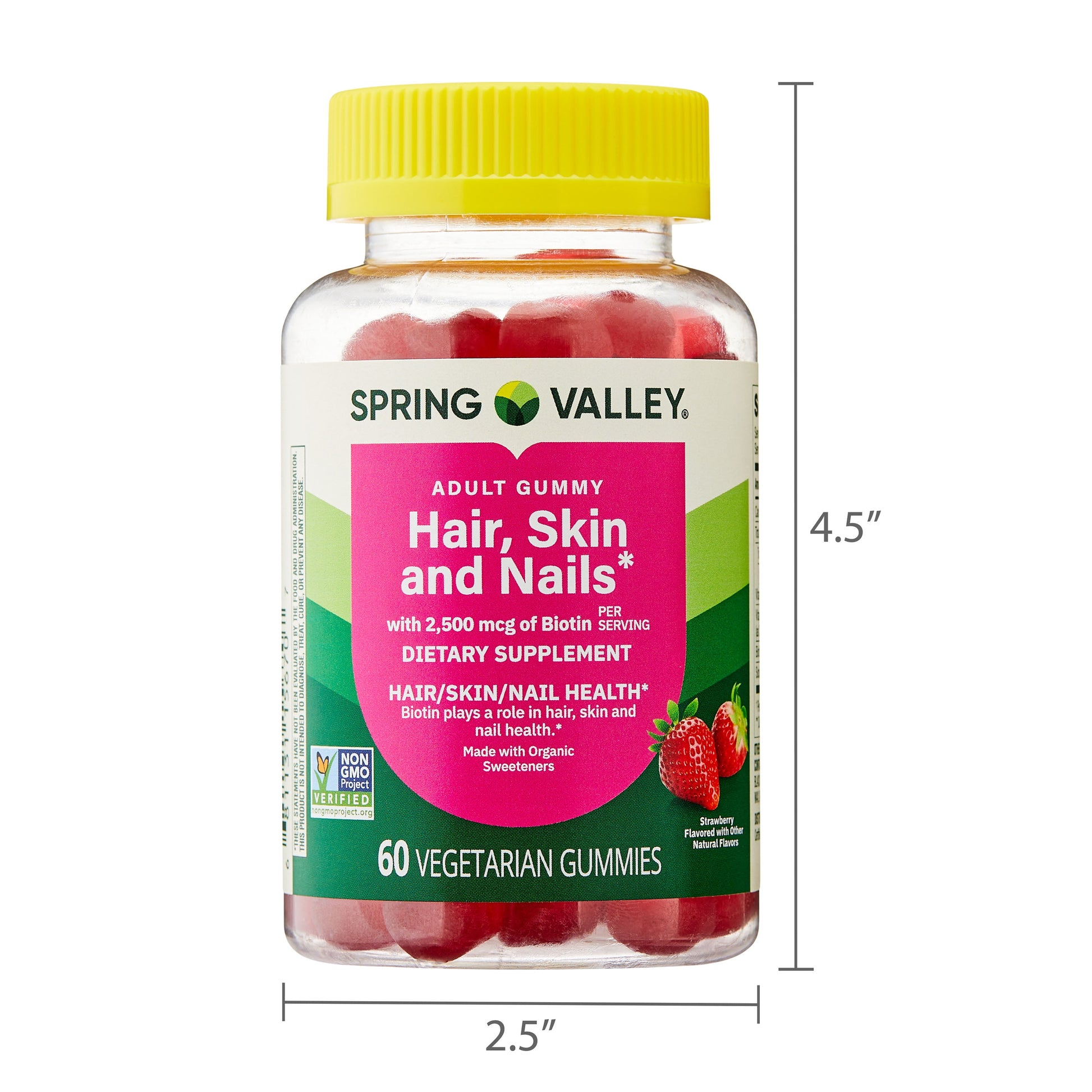 Organic Biotin Vegetarian Gummies, Strawberry Flavor, 2500Mcg, 60 Count