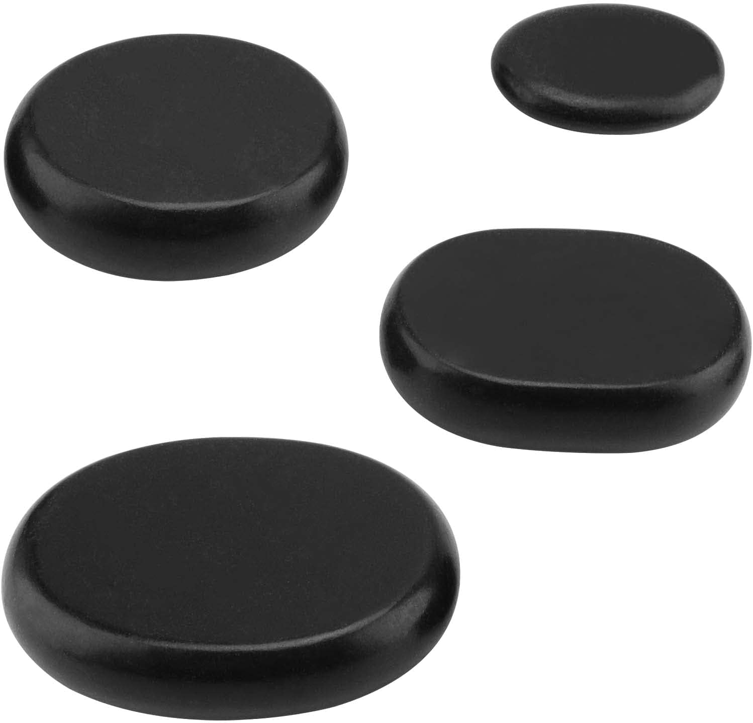40 PCS 4 Sizes Basalt Massage Stones, Large Basalt Massage Rocks round Hot Stones for Home Spa, Relaxing, Healing, Pain Relief, Black