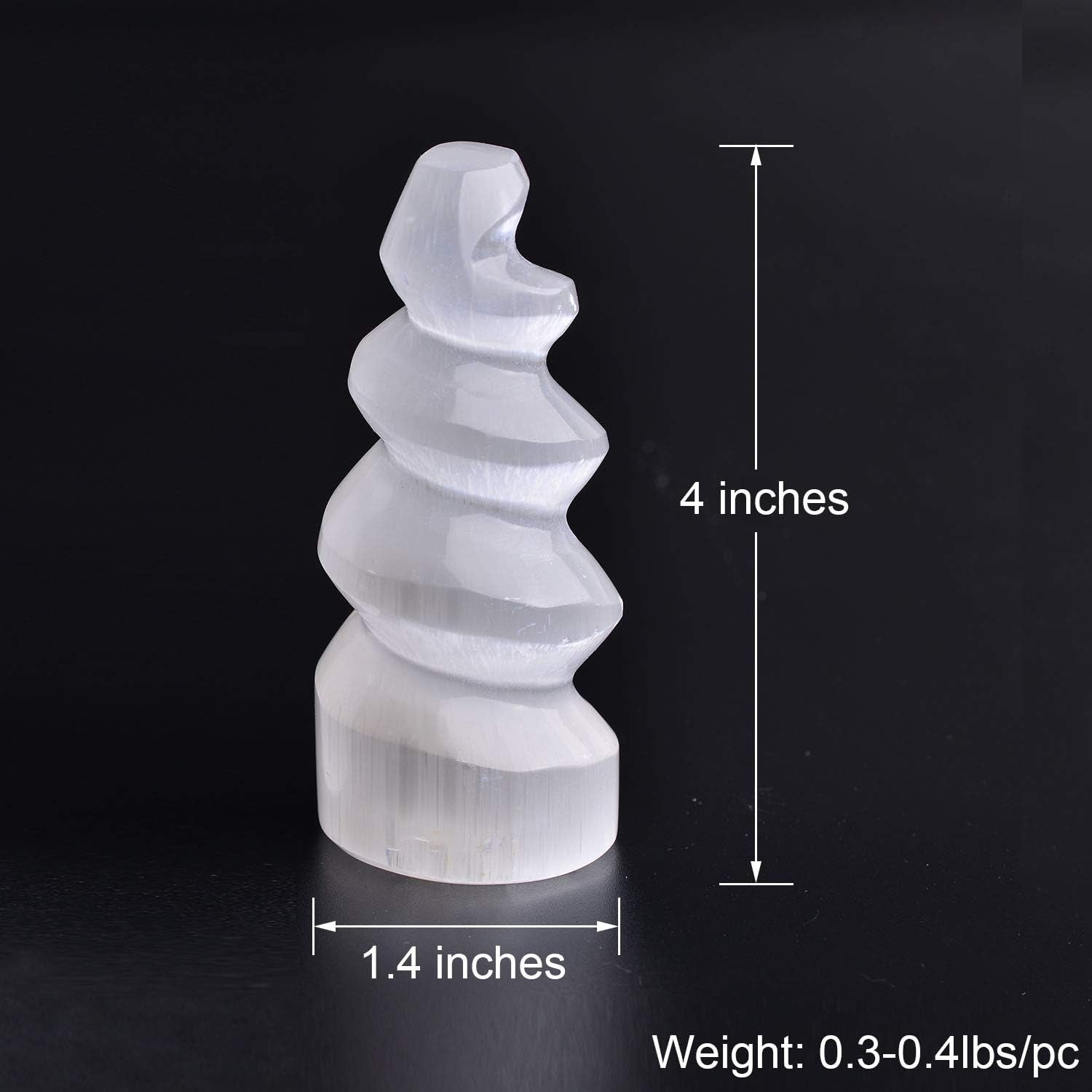 4 Pcs Selenite Tower Spiral Crystal Skyscraper 4" Tall White Healing Stones Home Decoration