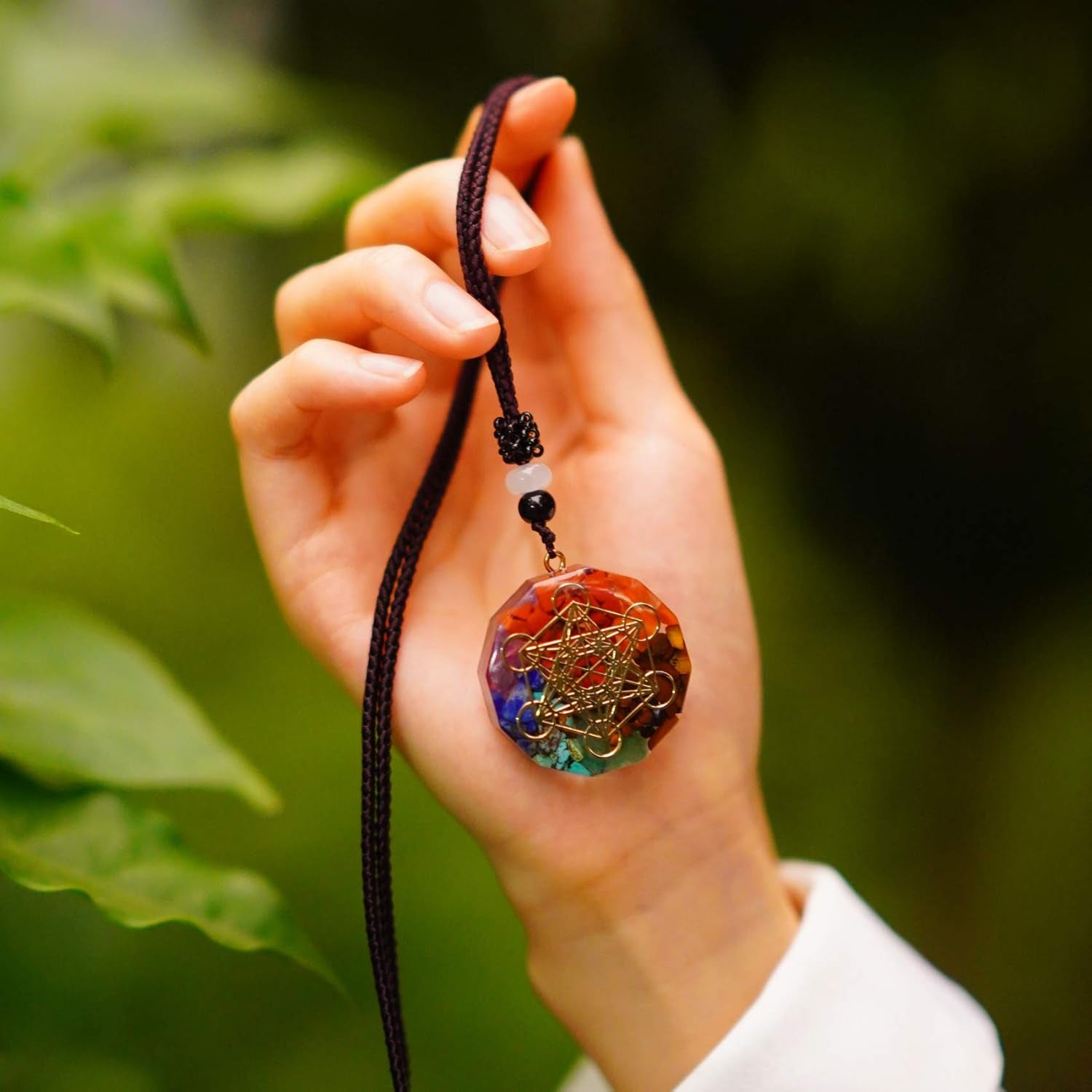 7Pcs Orgone Pyramid Sets for Reducig Stress Healing Meditation Attract Wealth Luck- Includes Protection Crystals Pyramid Energy Generator, Healing Crystal Stones, 7 Chakra Necklace and Money Trees Etc