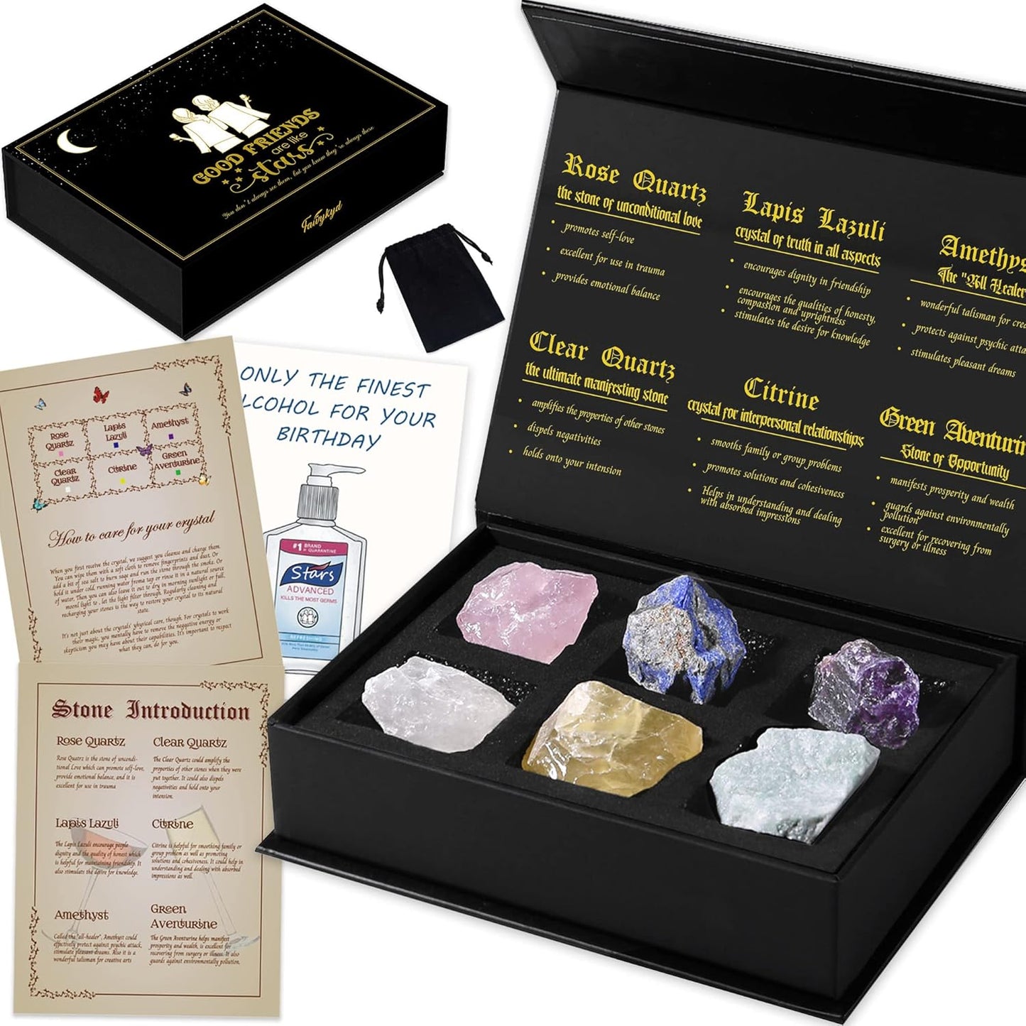 Friends Gifts Crystals, Friendship Gifts Healing Stones, Best Friend Birthday Gifts for Women Unique, 6 Psc Premium Natural Stones, Bestie Gifts Best Friend Stuff BFF Gifts