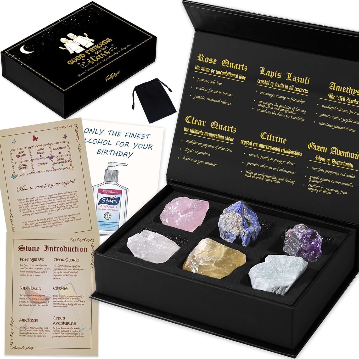 Friends Gifts Crystals, Friendship Gifts Healing Stones, Best Friend Birthday Gifts for Women Unique, 6 Psc Premium Natural Stones, Bestie Gifts Best Friend Stuff BFF Gifts