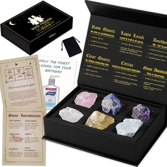 Friends Gifts Crystals, Friendship Gifts Healing Stones, Best Friend Birthday Gifts for Women Unique, 6 Psc Premium Natural Stones, Bestie Gifts Best Friend Stuff BFF Gifts