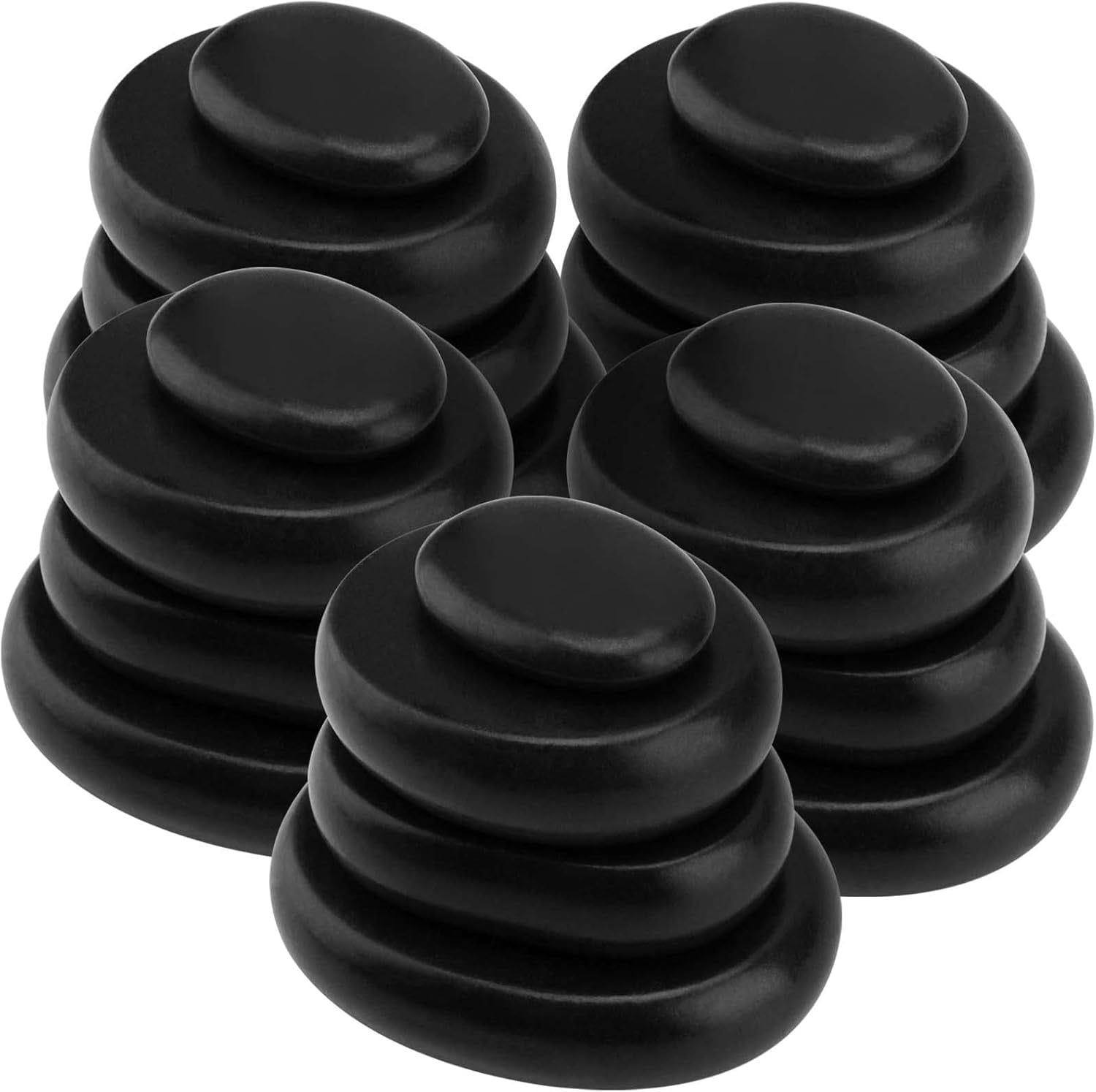 40 PCS 4 Sizes Basalt Massage Stones, Large Basalt Massage Rocks round Hot Stones for Home Spa, Relaxing, Healing, Pain Relief, Black