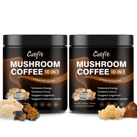 (2 Pack) Mushroom Coffee Powder 2750 Mg, 10-In-1 Mushroom Complex Supplement 160G (5.64 Oz), by
