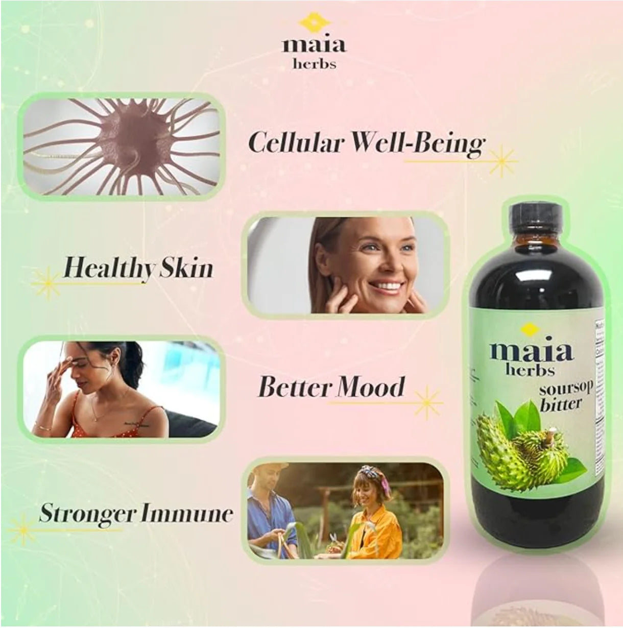 Maia Herbs Soursop Bitters Liquid 16Oz - Premium Holistic Immune Boost