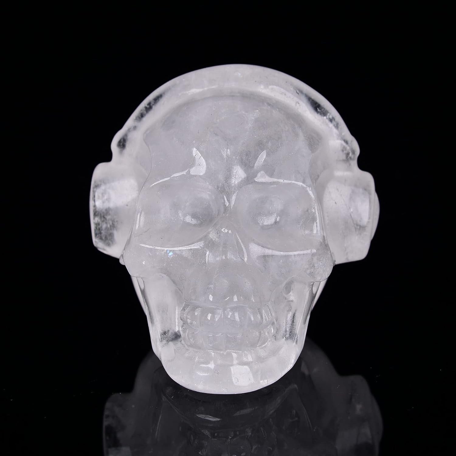 Large Crystal Skull 3" Single Clear Quartz Head Skull Carving Music Shaped Gemstone Healing Reiki Figurine Collectible