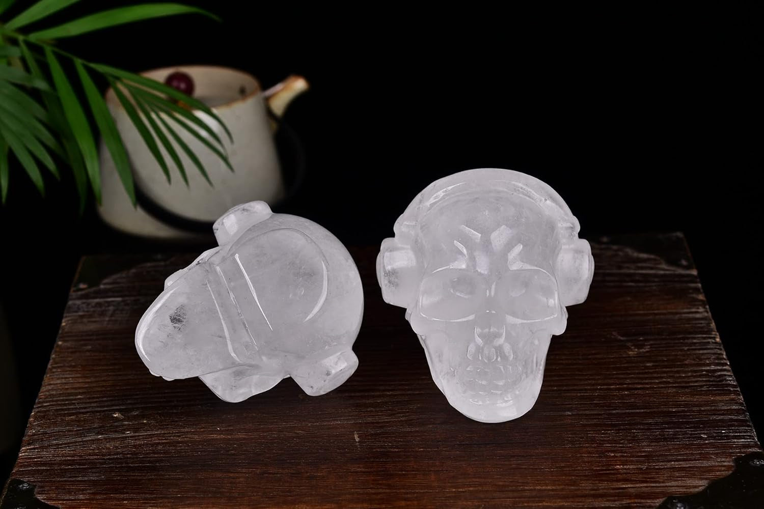 Large Crystal Skull 3" Single Clear Quartz Head Skull Carving Music Shaped Gemstone Healing Reiki Figurine Collectible