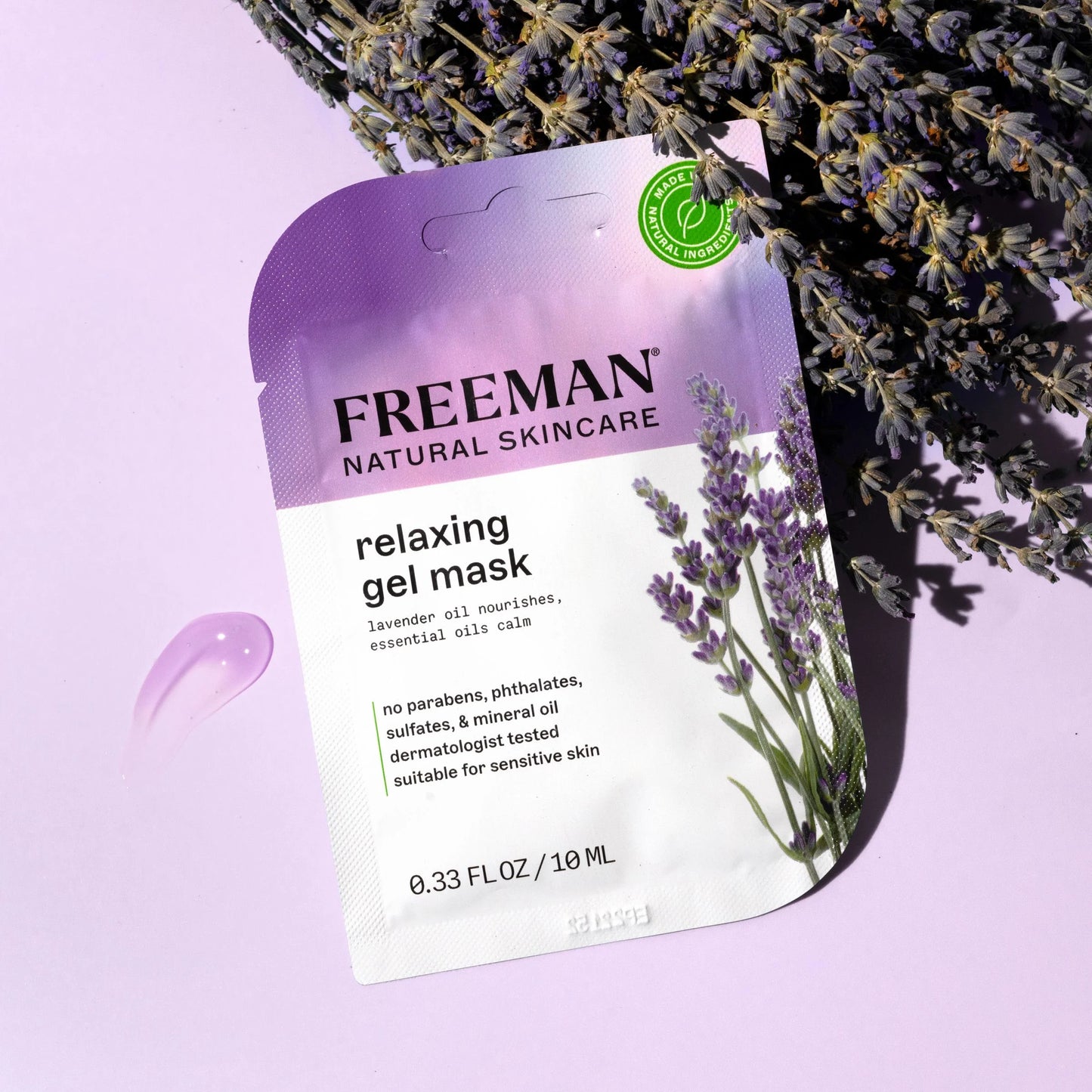 (2 Pack)  Natural Skincare Soothing Lavender & Essential Oil Gel Leave on Facial Mask