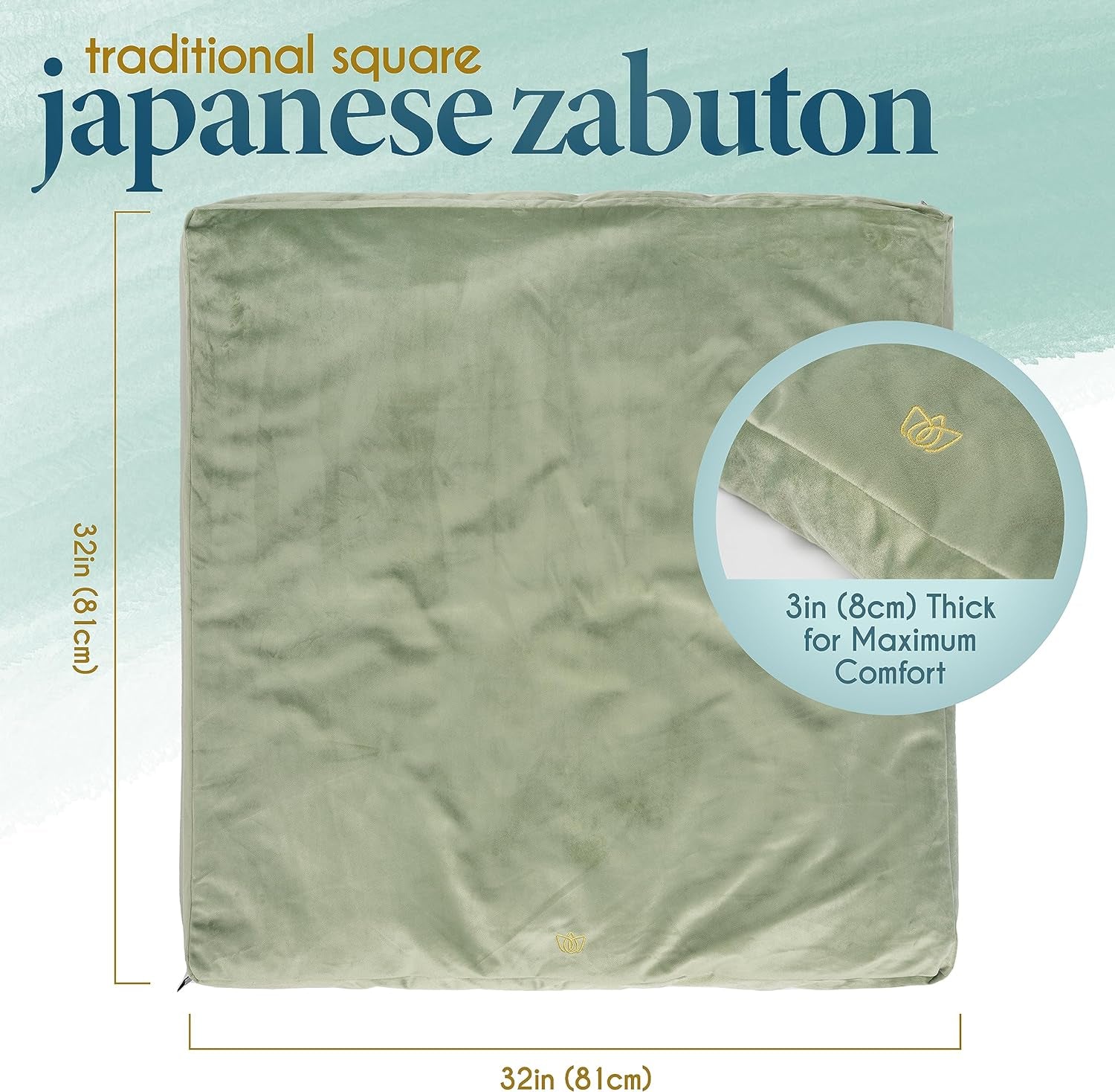Meditation Cushion - Comfortable Floor Pillow - Traditional Tibetan Meditation Pillow with Beautiful Velvet Cover - Large Floor Cushion Seating for Adults - Premium Yoga Buckwheat Bolster