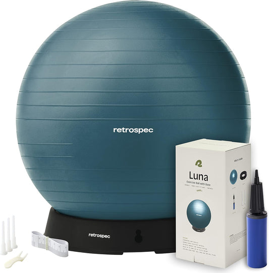 Luna Exercise Ball with Pump - Anti-Burst Fitness Equipment for Yoga, Core Training & Stability - Home Gym Swiss Ball for Office & Pregnancy
