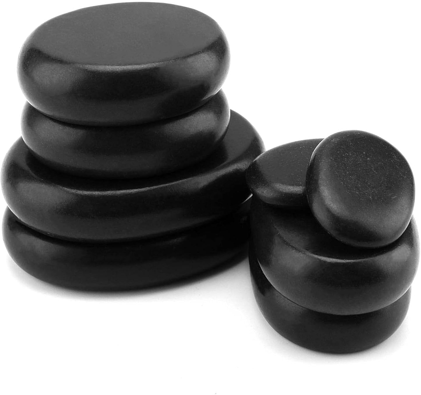 40 PCS 4 Sizes Basalt Massage Stones, Large Basalt Massage Rocks round Hot Stones for Home Spa, Relaxing, Healing, Pain Relief, Black