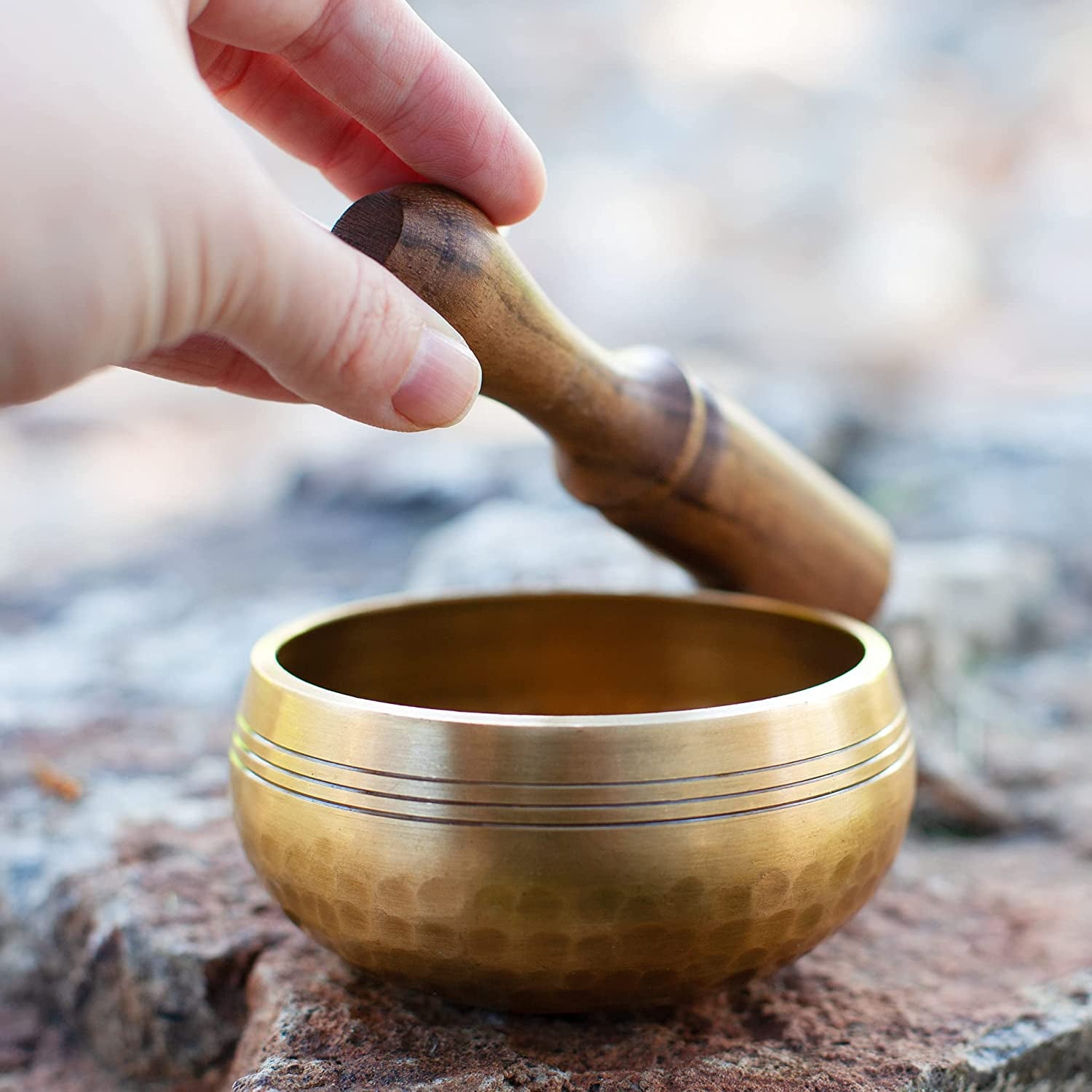 Tibetan Singing Bowl Set - Easy to Play for Beginners - Authentic Handcrafted Mindfulness Meditation Holistic Sound 7 Chakra Healing Gift by  (3.5")