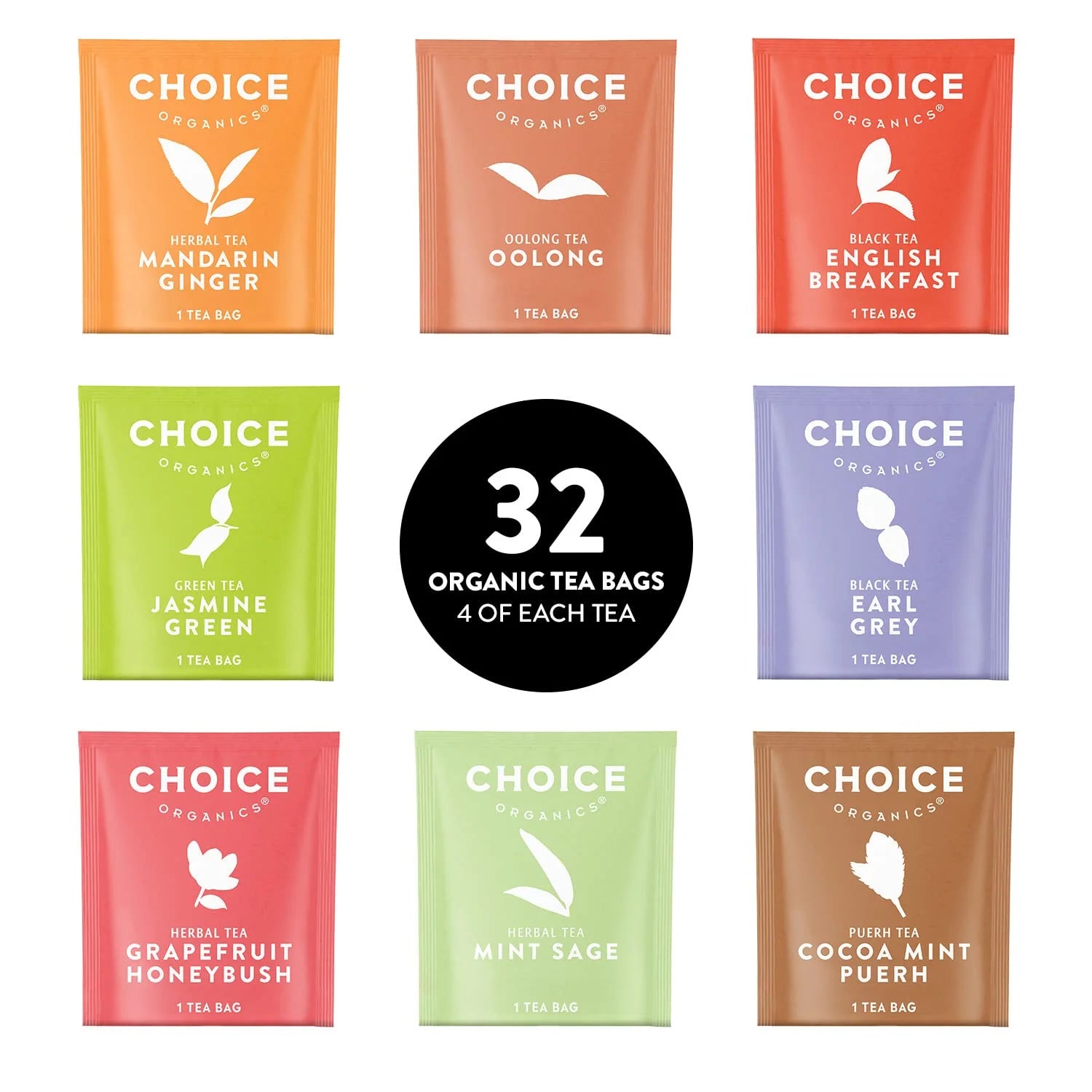 Sipping Box (32 Count) Tea Variety Pack Sampler Gift Box Includes Assorted Selection of Organic Black, Green, and Herbal Teas