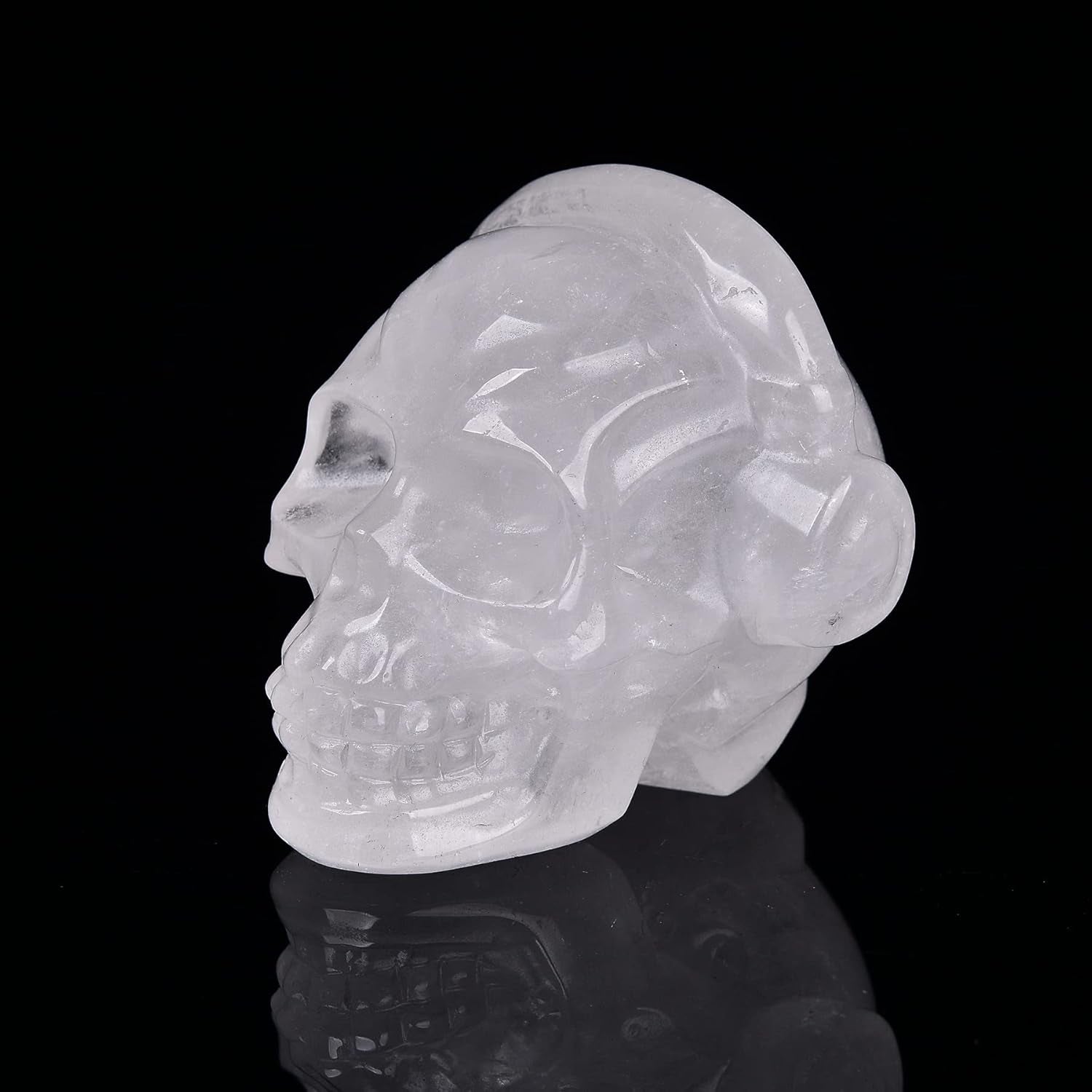 Large Crystal Skull 3" Single Clear Quartz Head Skull Carving Music Shaped Gemstone Healing Reiki Figurine Collectible