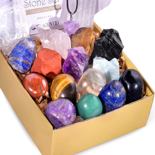 Crystals for Beginners, 16PCS Healing Crystals Set 7 Raw Chakra Stones, Real Crystals, Crystals and Healing Stones, Meditation Accessories, Healing Crystals