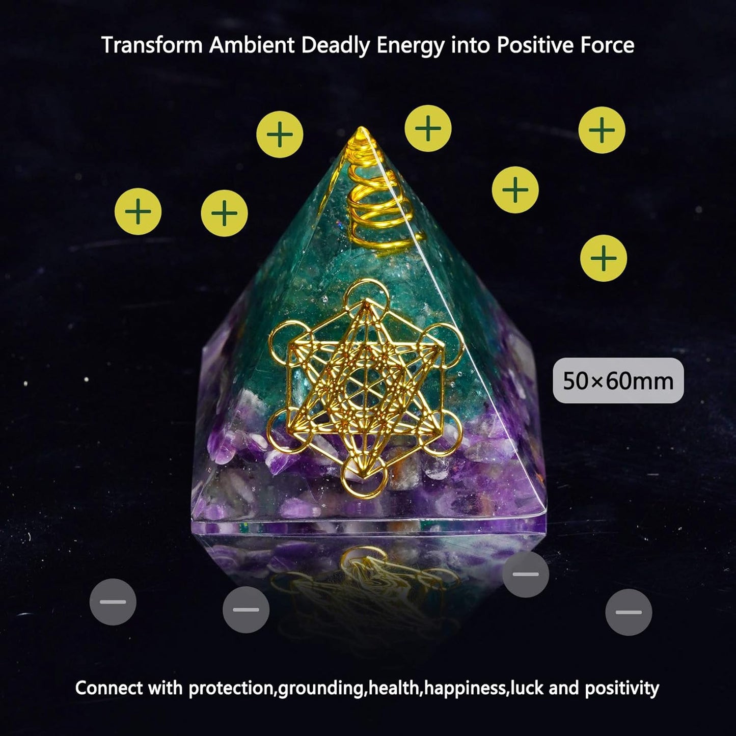 7Pcs Orgone Pyramid Sets for Reducig Stress Healing Meditation Attract Wealth Luck- Includes Protection Crystals Pyramid Energy Generator, Healing Crystal Stones, 7 Chakra Necklace and Money Trees Etc