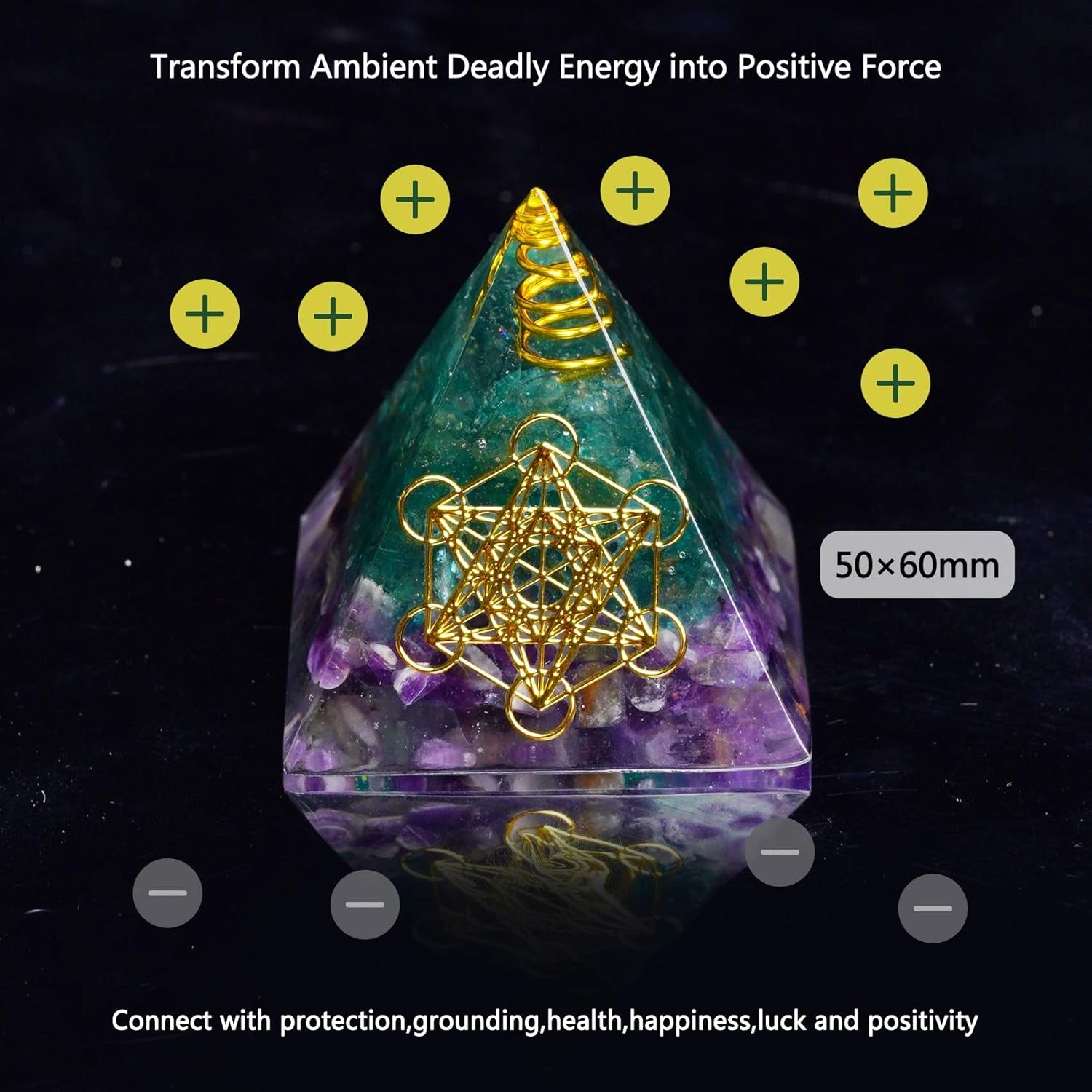 7Pcs Orgone Pyramid Sets for Reducig Stress Healing Meditation Attract Wealth Luck- Includes Protection Crystals Pyramid Energy Generator, Healing Crystal Stones, 7 Chakra Necklace and Money Trees Etc