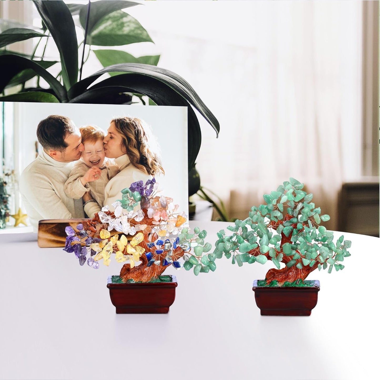 Natural 7 Chakra Crystals Gemstones Money Tree Reiki Healing Crystal Stones Bonsai Tree Home Office Feng Shui Decoration for Wealth, Health, Good Luck Crystal Gifts for Mom Christmas