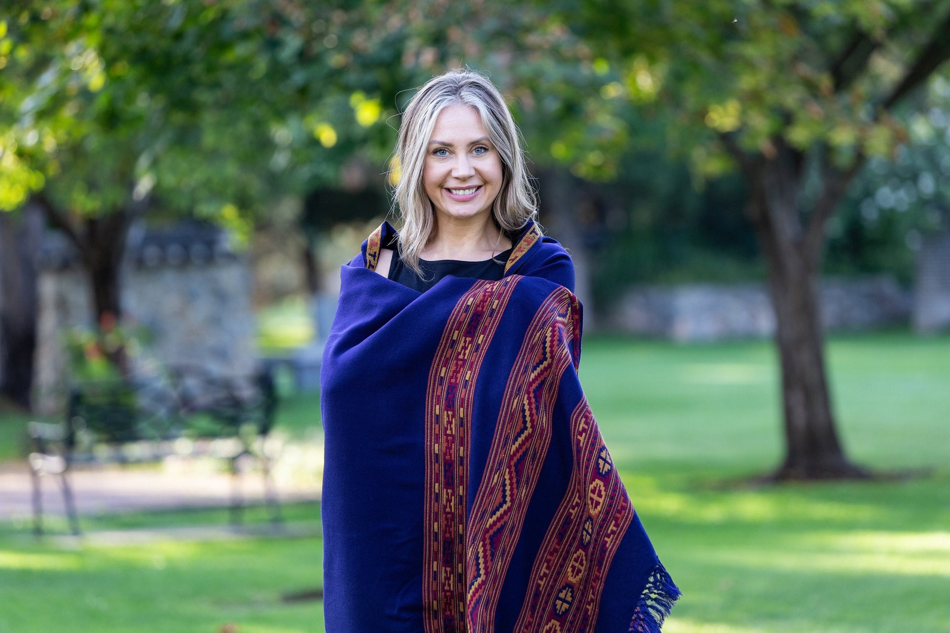 Meditation Shawl, Meditation Blanket, Prayer Shawl for Men Women, Oversize Scarf Stole, Unisex, (Energize) Navy Blue