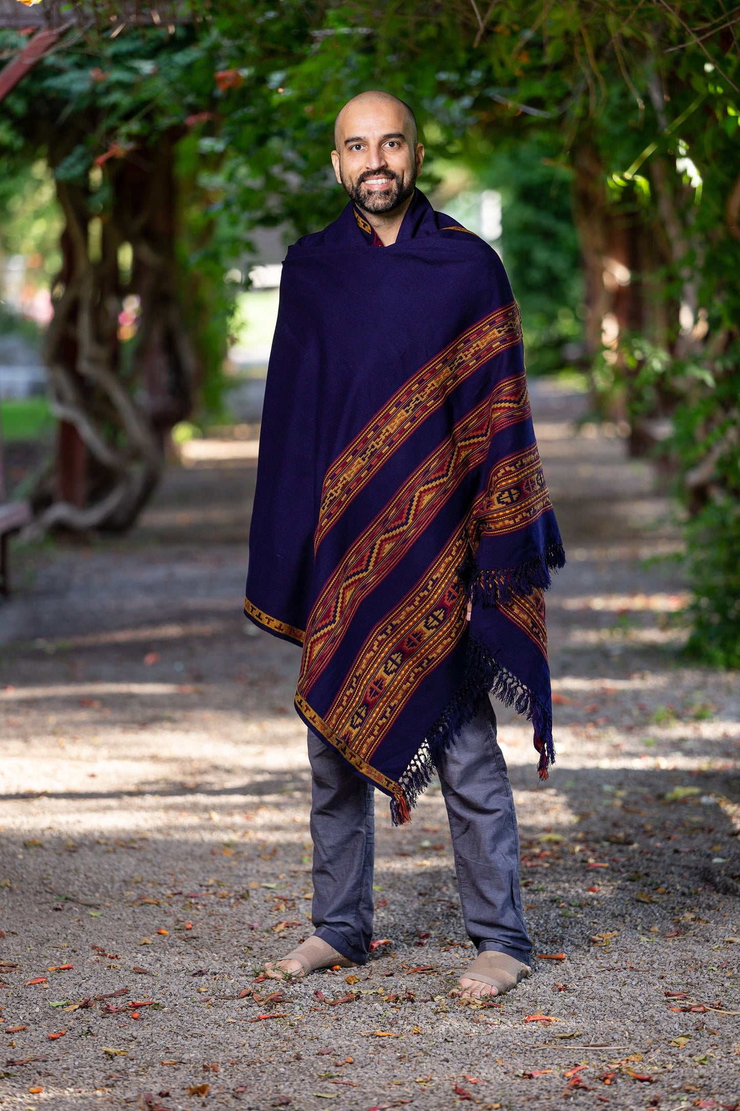 Meditation Shawl, Meditation Blanket, Prayer Shawl for Men Women, Oversize Scarf Stole, Unisex, (Energize) Navy Blue